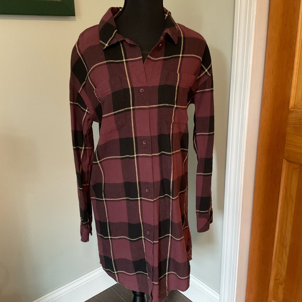 Vans Maroon Plaid Shirt - X-Small